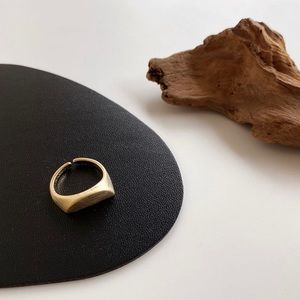 Matte Gold Signet Stackable Moon Ring